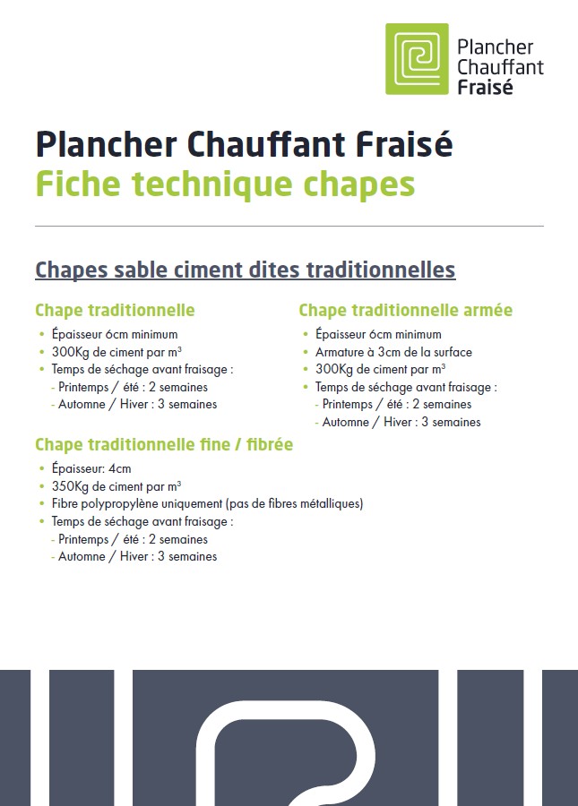 Plancher Chauffant Fraisé - Fiche Technique Chapes